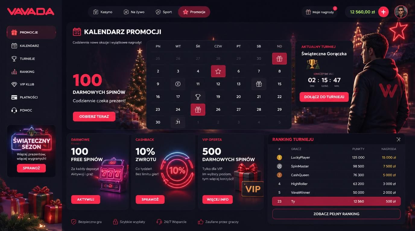 Tabela liderów, nagrody i promocje okresowe Vavada Casino